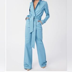 LITA by Ciara Long Sleeve Wide Leg Stretch Cotton Trench Jumpsuit